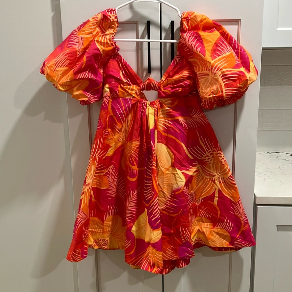 NWT Farm Rio Women's Summer Garden Ombre 100% Cotton Off the Shoulder Mini Dress